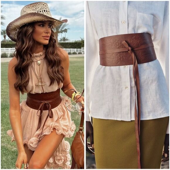 ZARA TIED LEATHER SASH BELT main image 5